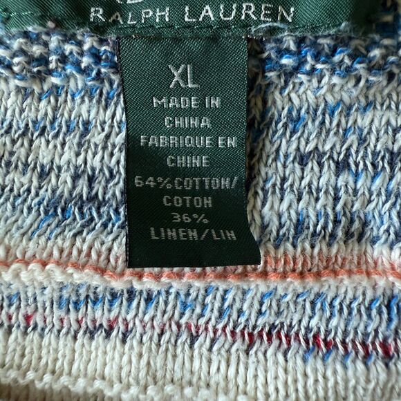 LRL Ralph Lauren Jeans Co Linen Cotton Blend Boat Neck Dolman Striped Top XL - Picture 4 of 5